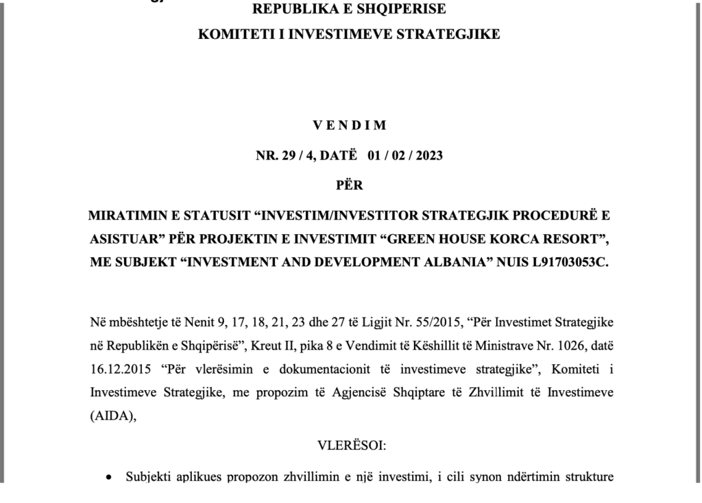 Agim Zeqo shpallet investitor strategjik , merr 10 mijë metra tokë publike për kulla në Korçë